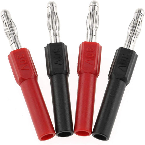 DGZZI 4mm Male to Female Banana Jack Adapter Coupler Connector Extension, 4PCS, 30VAC/60VDC, 10A, Copper, Black and Red...